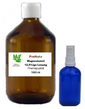 ProNatu Magnesium chloride oil 12.5% solution / Set incl. 100ml. Spray bottle - Pharma Quality